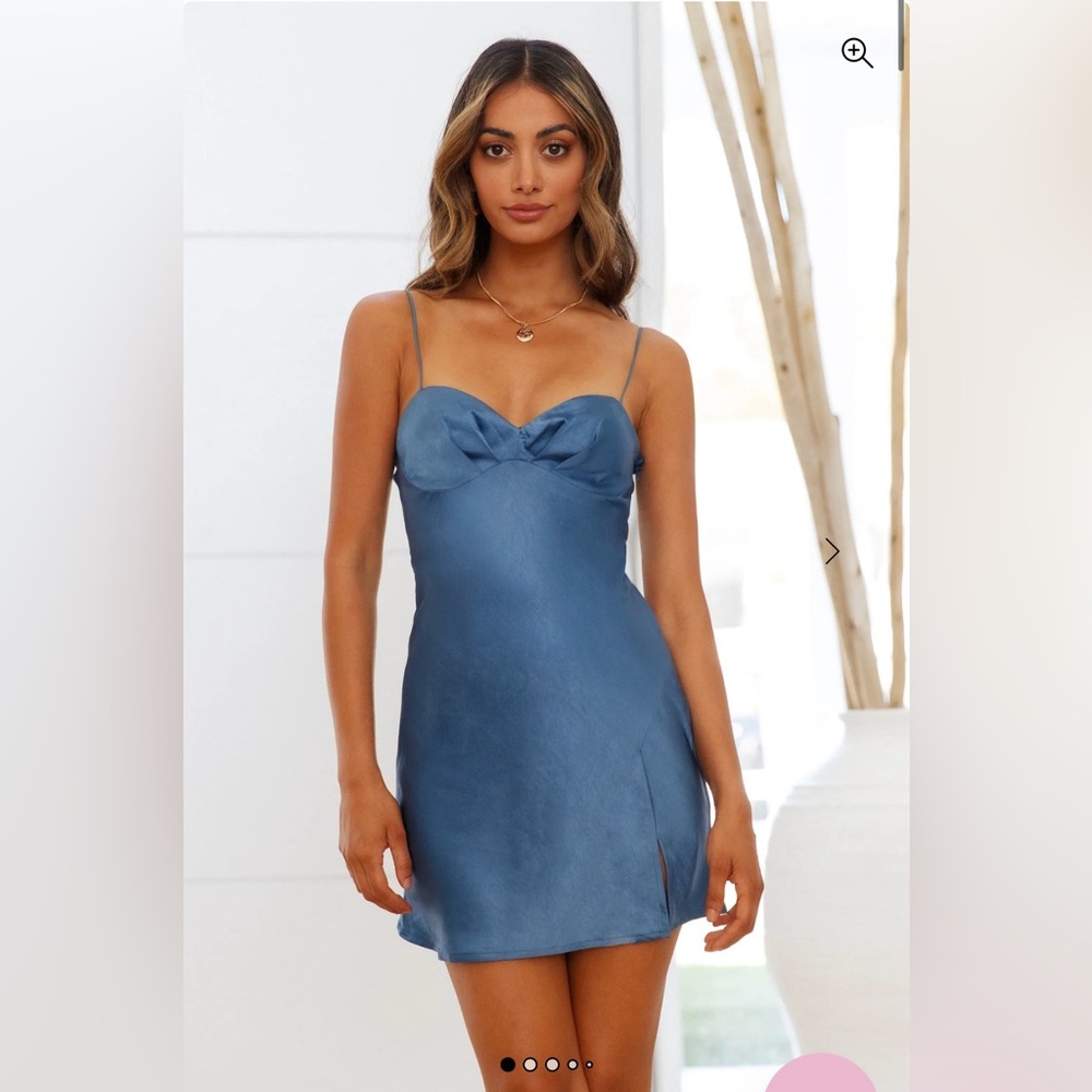 Elegant Blue Satin Mini Dress